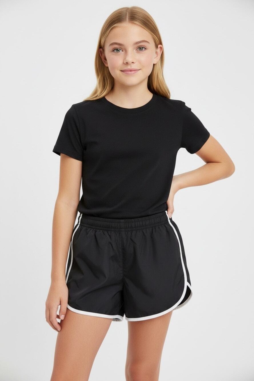 Athletic Works Girls Black White Running Athletic Shorts Size L 10-12